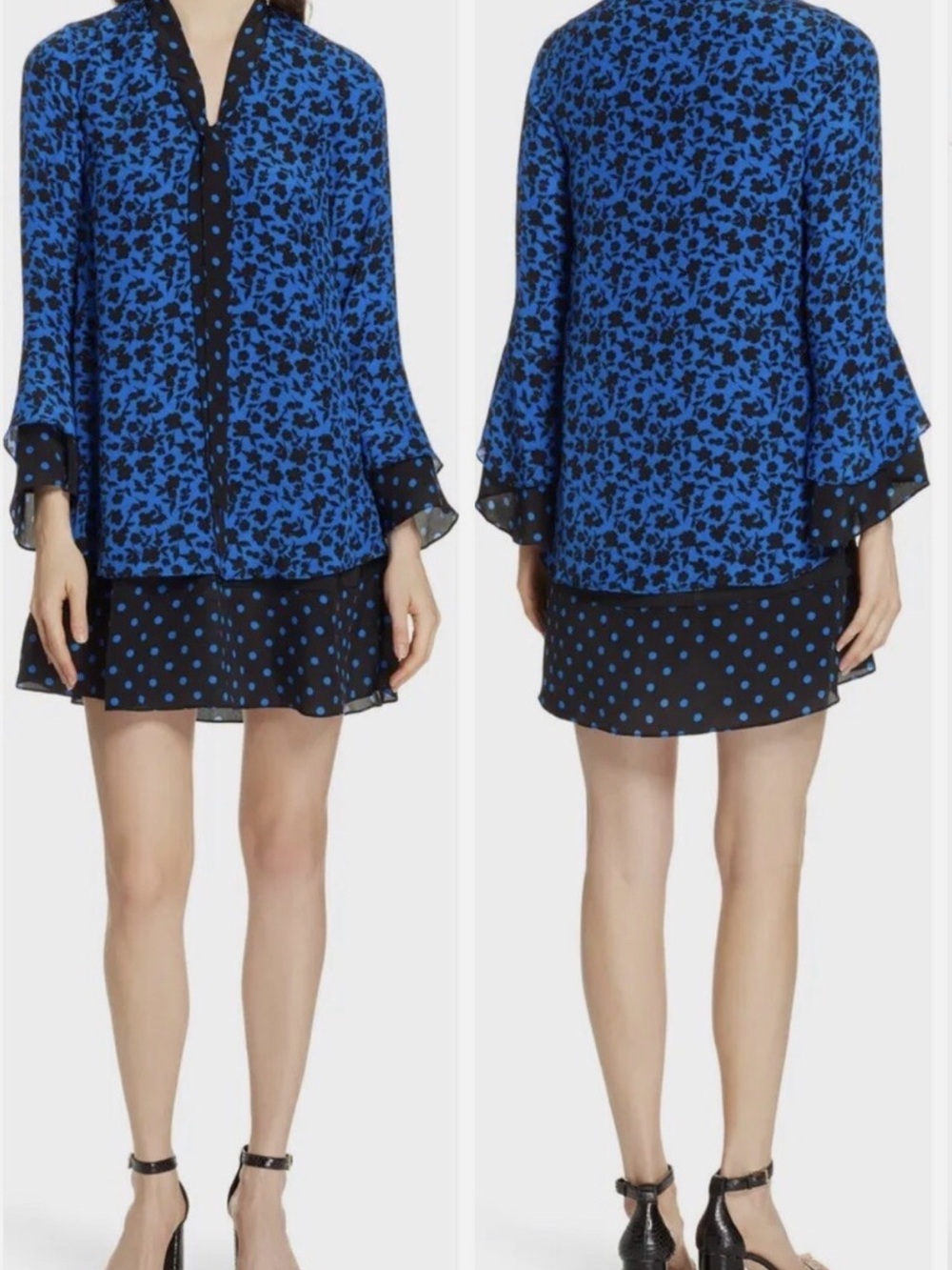 Alice + Olivia Wellesly Tie Neck Bell Dress - Picture 3 of 5